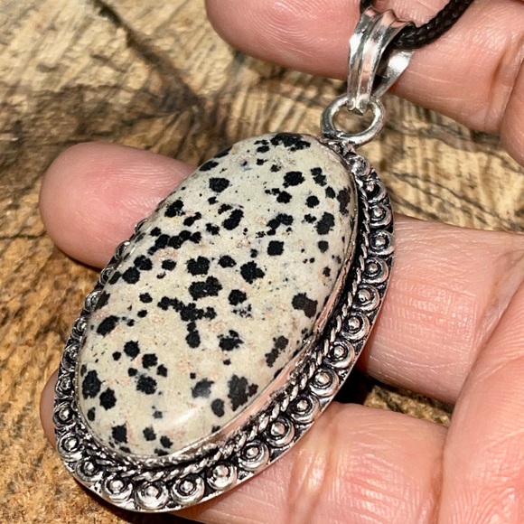 Spotted Dalmation Jasper Pendant 2 1/2” - Picture 5 of 12